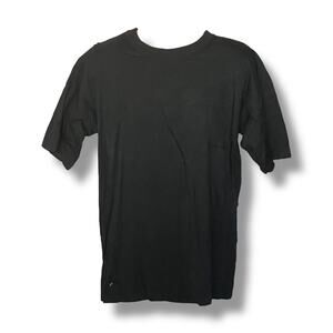 Vintage Black Blank T-Shirt Single Stitch Boxy Fit 90s Style Oversized Tee XL